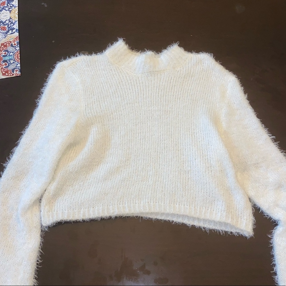 Pure white turtle neck sweater